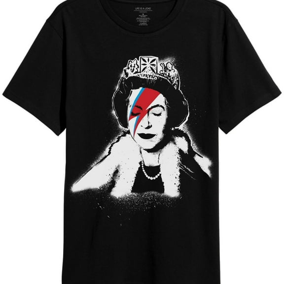 Elevenparis Mens Queen Elizabeth Graphic T-Shirt, Black, Small