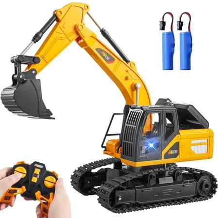 Joyfy Remote Control Excavator Construction Toys for Boys, Full Function Construction Vehicles Toys with Shovel for Outdoor Play Sandbox Digger Toys Gifts for Kids 3-12 Year Old