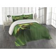 thumbnail image 2 of Ambesonne Green Quilted Coverlet 3 Pcs, Exotic Wild Macro Leaf, King Size, Green, 2 of 4