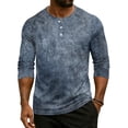 thumbnail image 3 of Hearthz Summer Mens Henley Shirts Gradient Raglan 3/4 Sleeve Jersey Baseball T-Shirts Casual Workout Big and Tall Men's T-Shirts, 3 of 8