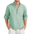 thumbnail image 2 of New Men's Linen Long Sleeve T Shirt Solid Color Loose Casual Breathable Shirt Cotton Mens Shirts Designer Lightweight Streetwear, 2 of 4