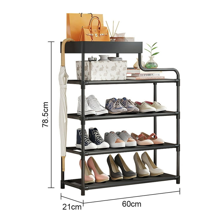 5-Tier Free Standing Shoe Rack, 30.9 Inches Shoe Shelf, Entryway Shoe  Organizer Storage Cabinet, with 4 Fabric Shelves and Storage Top for Bags  or Shoes, Black 