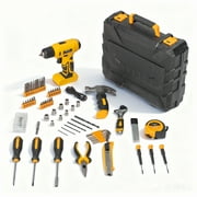 UBesGoo 146pcs Power Tool Combo Kits with 8V Cordless Drill, 10MM 3/8'' Keyless Chuck, Professional Home Household Kit DIY Hand Tool Set, Yellow
