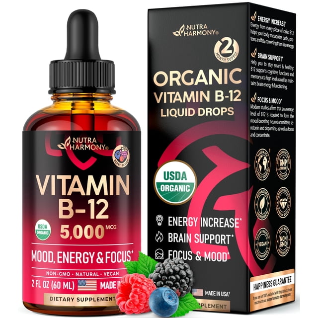Suplemento NUTRAHARMONY de vitamina B12 en gotas sublinguales de 5000 mcg