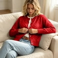 thumbnail image 4 of GEWSEY Women's Polka Dot Cardigan Oversized Open Front Sweater Button Down Knit Outerwear Cozy Sweaters Fall Winter Trendy Cute Teacher Cardigans (Red, 3XL), 4 of 6