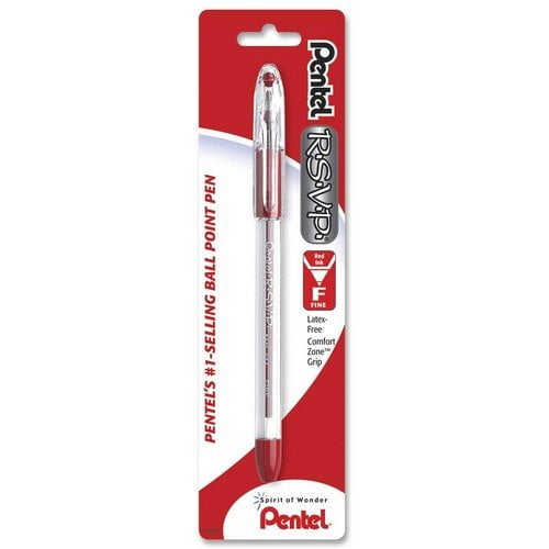 Pentel Ballpoint Pen, Refillable, Fine Point, 7mm Red Category: Rollerball Pens (BK90BPB)