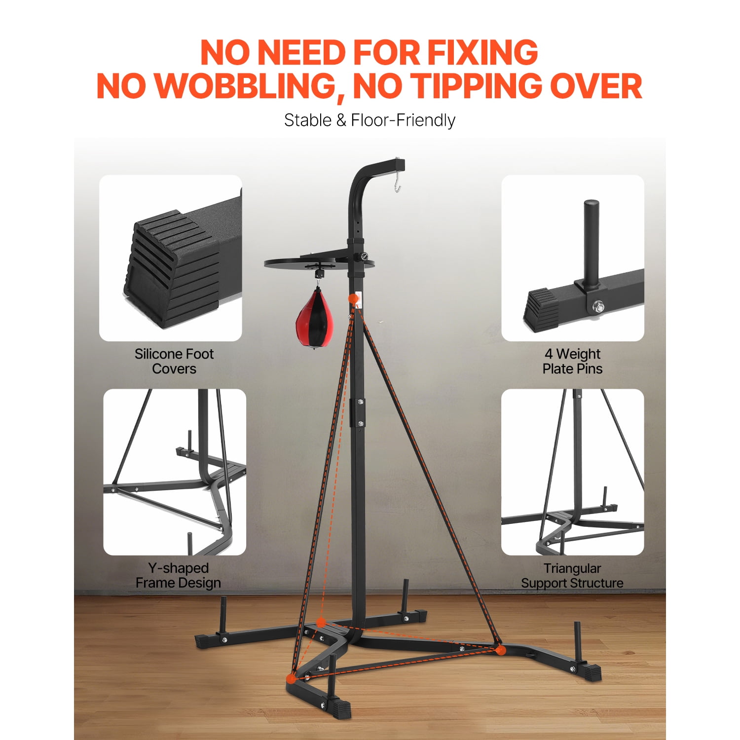 KFFKFF Dual Function Punch Bag Stand, Robust Steel Exercise Gear, Modifiable Elevation for Boxing Bag and Speed Bag Stand, Independent Sandbag Frame, Can Support Up to 140 lbs