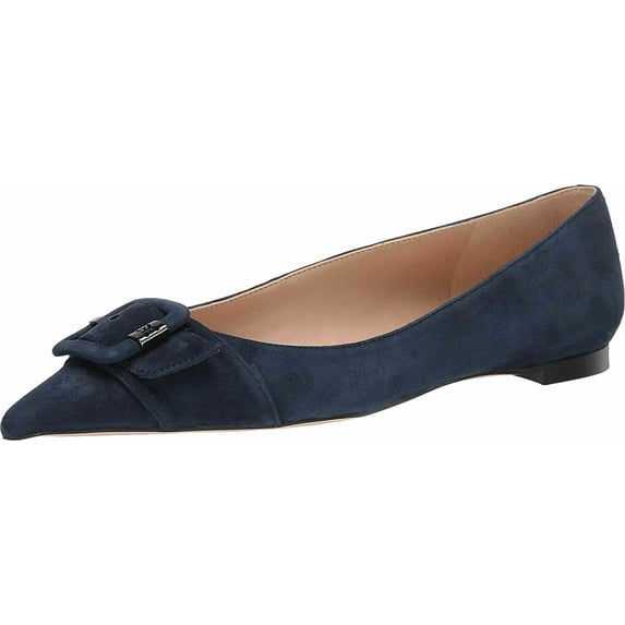 Sam Edelman Sonja Baltic Navy Suede Slip On Pointed Toe Buckle Ballet Flats (10, Baltic Navy Suede)