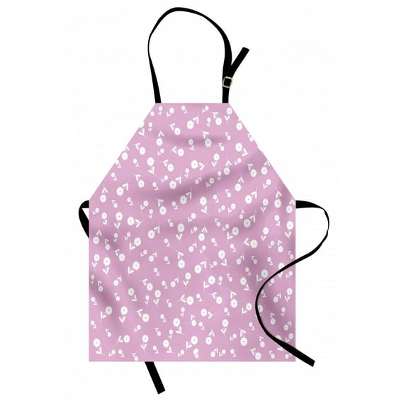 Mauve Apron Cute Floral Heart Leaf Flourish Western Inspired Motifs with Nature Influences Eco, Unisex Kitchen Bib Apron with Adjustable Neck for Cooking Baking Gardening, Lilac White, by Ambesonne