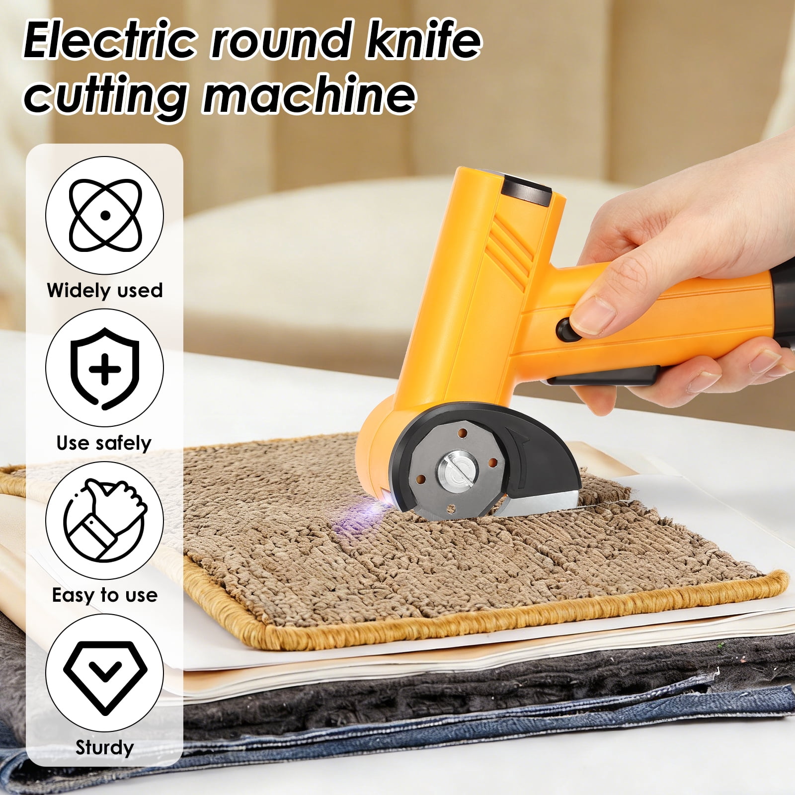 Cordless Electric Scissor High Cutting Performance Safety Protection Rechargeable Cardboard Box Cutter Rotary Cutter for Carpet Leather Cardboard