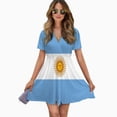 thumbnail image 2 of Argentina Flag Women Dress V-Neck Short Sleeve Flowy Swing Party Midi Dress, 2 of 4