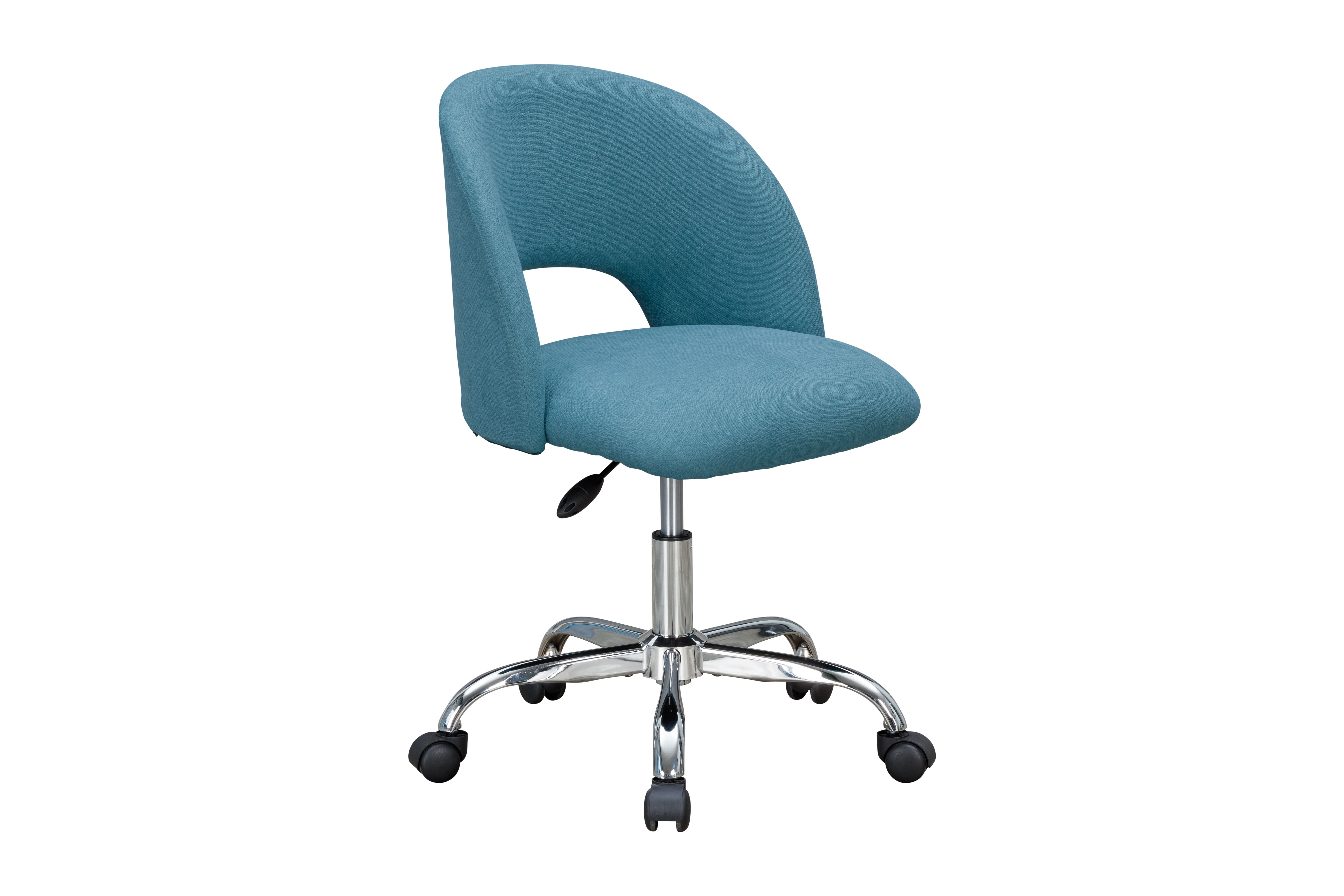 Mainstays Fabric Upholstered Open Back Office Chair, Teal, for Teens and Adults