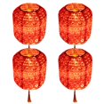 thumbnail image 3 of 4 Pcs Lanternes en Papier à DEL / Lanternes Chinoises Rouges/blanches / Décorations de Fête Phosphorescentes pour la Maison, les Mariages, la Salle de Classe, 3 of 5