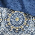 thumbnail image 4 of 6 Piece Reversible Quilt Set with Throw Pillows Blue King/Cal King, 4 of 13