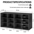 thumbnail image 5 of Shoe Storage Bench, Cubby Shoe Rack with 12 Cubbies, 3-Tier Wood Shoe Rack Organizer, Shoe Organizer Cabinet for Entryway, Hallway, Closet and Garage, Black, 5 of 8