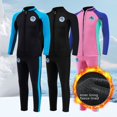 thumbnail image 2 of Traje de baño para niños de invierno dividido con mangas largas y forro polar, traje de buceo para niños y niñas, traje cálido de 2 a 3 mm, 2 of 3