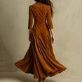 thumbnail image 4 of Karight Womens Western Velvet Maxi Dress Vintage Notch Collar Button Down Dress Semi Formal Elegant Ruffle Slim Party Dresses, 4 of 7