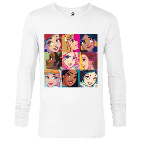 Disney Princess Characters Pop Art Grid - Long Sleeve T-Shirt for Men - Customized-White