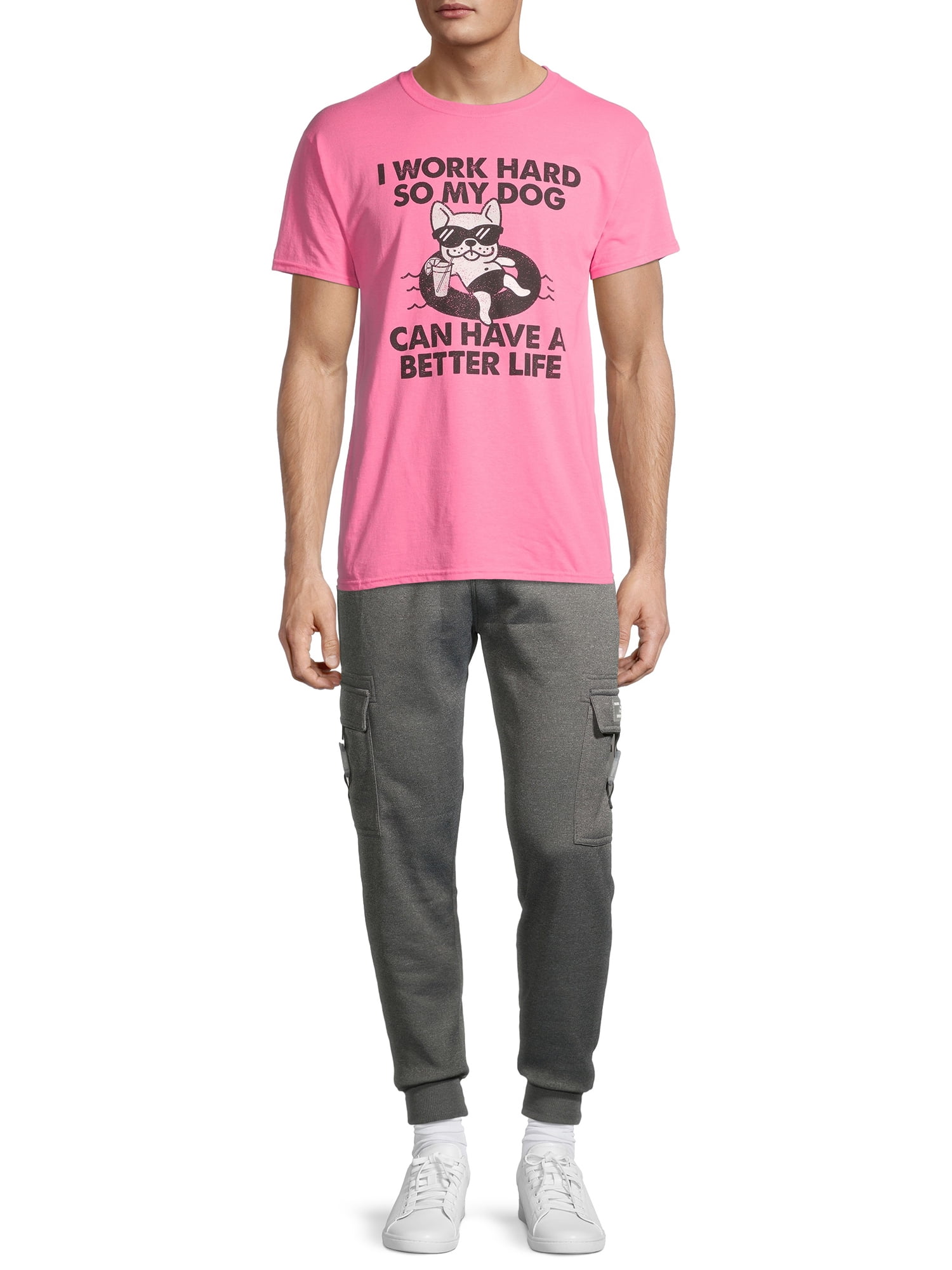 ODM Art Men's and Big Men's Work For My Dog Graphic T-Shirt