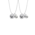 thumbnail image 2 of Delight Jewelry Silvertone Large Script Letter - W - 3/4'' Disc - Mother & Daughter Heart Necklaces (Set of 2), 19"+2", 2 of 4