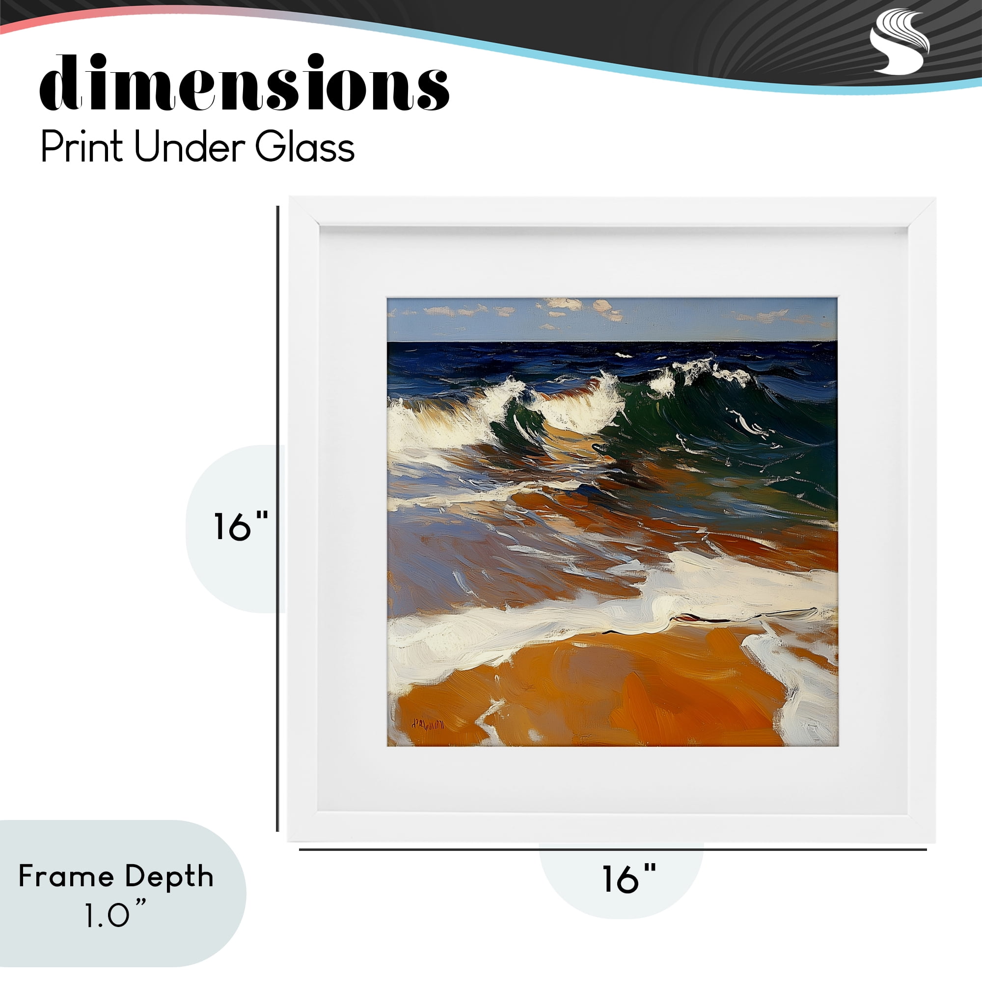Stupell Industries Glassy Wave Break White Framed Print Under Glass, design by Walker Noble