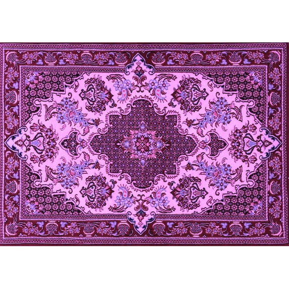 Ahgly Company Machine Washable Indoor Rectangle Medallion Purple Traditional Area Rugs, 3' x 5'