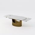 thumbnail image 6 of POVISON 71"-95"Extendable Hobart Modern Dining Table for 6-10, White Rectangular Glossy Sintered Stone Tabletop for Dining Room, Bronze Carbon Steel Leg, 6 of 10