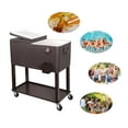 thumbnail image 4 of Zimtown 80 Quart Rattan Rolling Cooler Cart Ice Beer Beverage Chest on Wheels with Shelf, 4 of 8