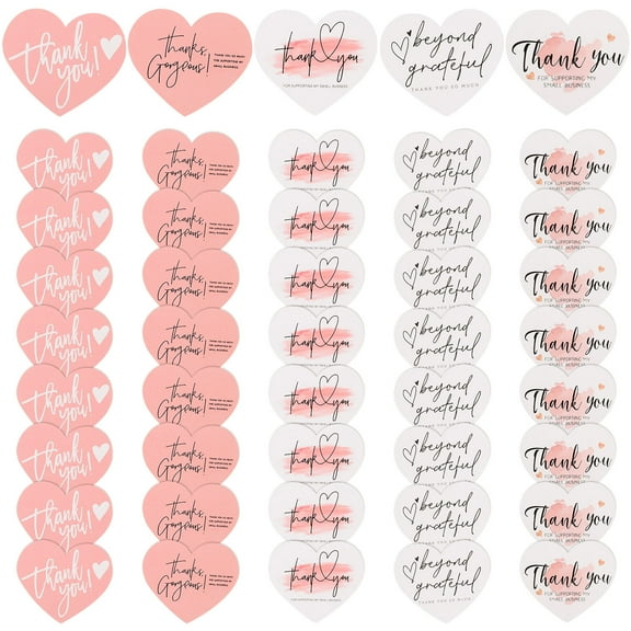 Thank You Heart Tags for Decor Use Assorted Color Coated Paper Smooth and 150pcs