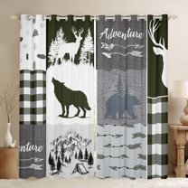 Feelyou Jungle Wolf Blackout Curtains Set of 2 (52x84 Each), Rustic Cabin Window Curtains