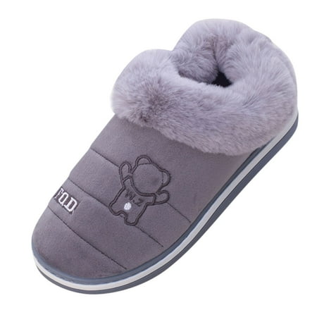 

Puawkoer Men Slippers Autumn And Winter Fashion And Comfortable Cartoon Bear Thickened Warm Non Slip