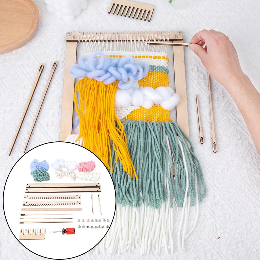 Yunhgft Wooden Weaving Loom Kit Multi-Craft with Needle Included Wool Yarn DIY Hand-Knitted Machine Tapestry Looms for Kids Adult Beginners