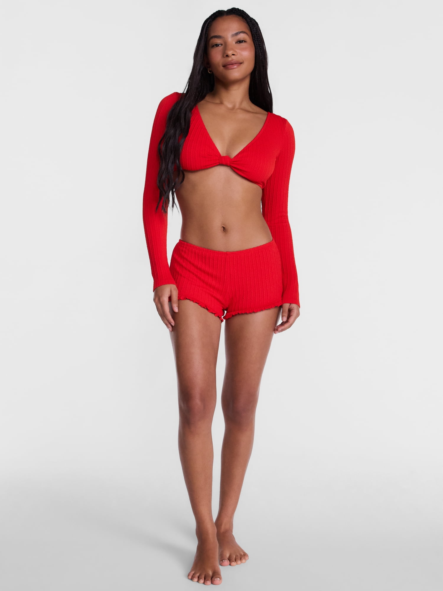 No Boundaries Sizzling Hot Swim Rash Guard with Long Sleeves, Women’s XXS-XXL