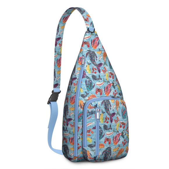 Marine Life Crab Sling Bag - Ocean-Themed with Cute Crab & Starfish Patterns, Waterproof Lightweight Shoulder Pack for Summer Coastal Travel (Unisex)