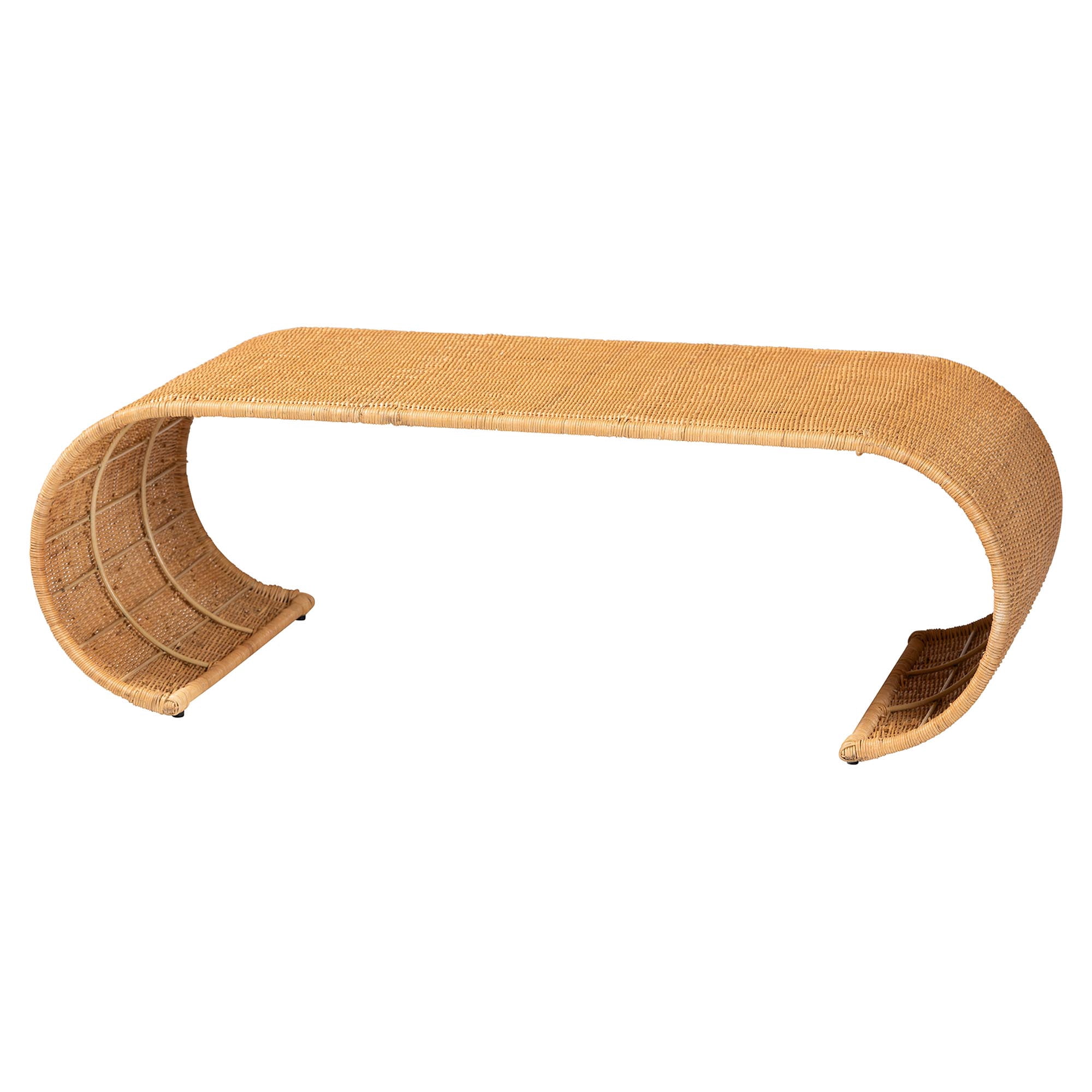 bali & pari Palm Boho Coffee Table, Light Honey