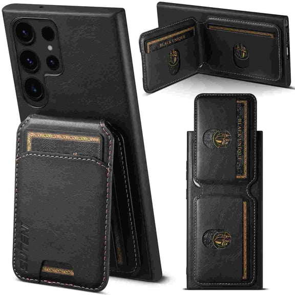 Magnetic for Samsung Galaxy S26 Plus Case Wallet Card Holder, Classic Slim Fit PU Leather Kickstand Card Slot, for Samsung Galaxy S26 Plus Drop Protective Phone Case Cover for Men Women, Black