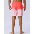 thumbnail image 3 of DARING DIVA Men's Gradient Color Drawstring Elastic Waist Lining Swimming Trunks 30 Pink, 3 of 6