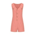 thumbnail image 6 of IROINNID On Sale Cotton Jumpsuit Shorts for Women Summer Double Pocket Button Jumpsuit Loose Strap Shorts Solid Color Jumpsuit,Pink, 6 of 8