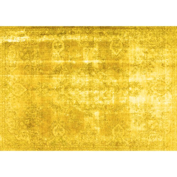 Ahgly Company Machine Washable Indoor Rectangle Persian Yellow Traditional Area Rugs, 5' x 7'
