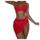 thumbnail image 1 of Traje de baño de 2 piezas para mujer, trajes de baño para mujer, bikini liso con tirantes y abertura en V, conjunto de traje de baño de tres piezas para mujer, 1 of 7