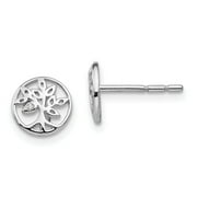 Sterling Silver White Ice Diamond Tree Post Earrings 8x8 mm (0.01 cttw, I1-I3 Clarity, I-J Color)