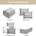 thumbnail image 7 of Lanco Grey Jacquard Comforter Set California King Size, 7 Piece Striped Bedding Set, All Season Home Decor, Matching Pillow Shams, Bedskirt, Decorative Pillows, 7 of 7