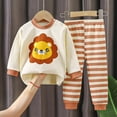 thumbnail image 2 of TOWED22 Toddler Boys Winter Clothes 2 Piece Long Sleeve Cute Print Pullover Tee Elastic Waist Pants Cozy Outfits Set(Beige,4-5 Y), 2 of 4