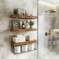 thumbnail image 3 of Aemutady Floating Shelves for Bathroom, 16 Inch Wall Mounted Shelves Over The Toilet, Set of 3 with Rustic Brown Farmhouse Decor - Bathroom Organizers and Storage, 3 of 6
