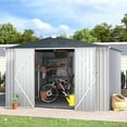 thumbnail image 2 of YODOLLA 10 x 10 ft. Outdoor Metal Storage Shed with Sliding Roof & Lockable Door in White for Patio, Garden& Backyard, 2 of 7