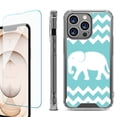 thumbnail image 1 of Shockproof Bumper Phone Case for iPhone 13 Pro Max, with Tempered Glass Screen Protector, by OneToughShield ® - Chevron/Elephant, 1 of 4