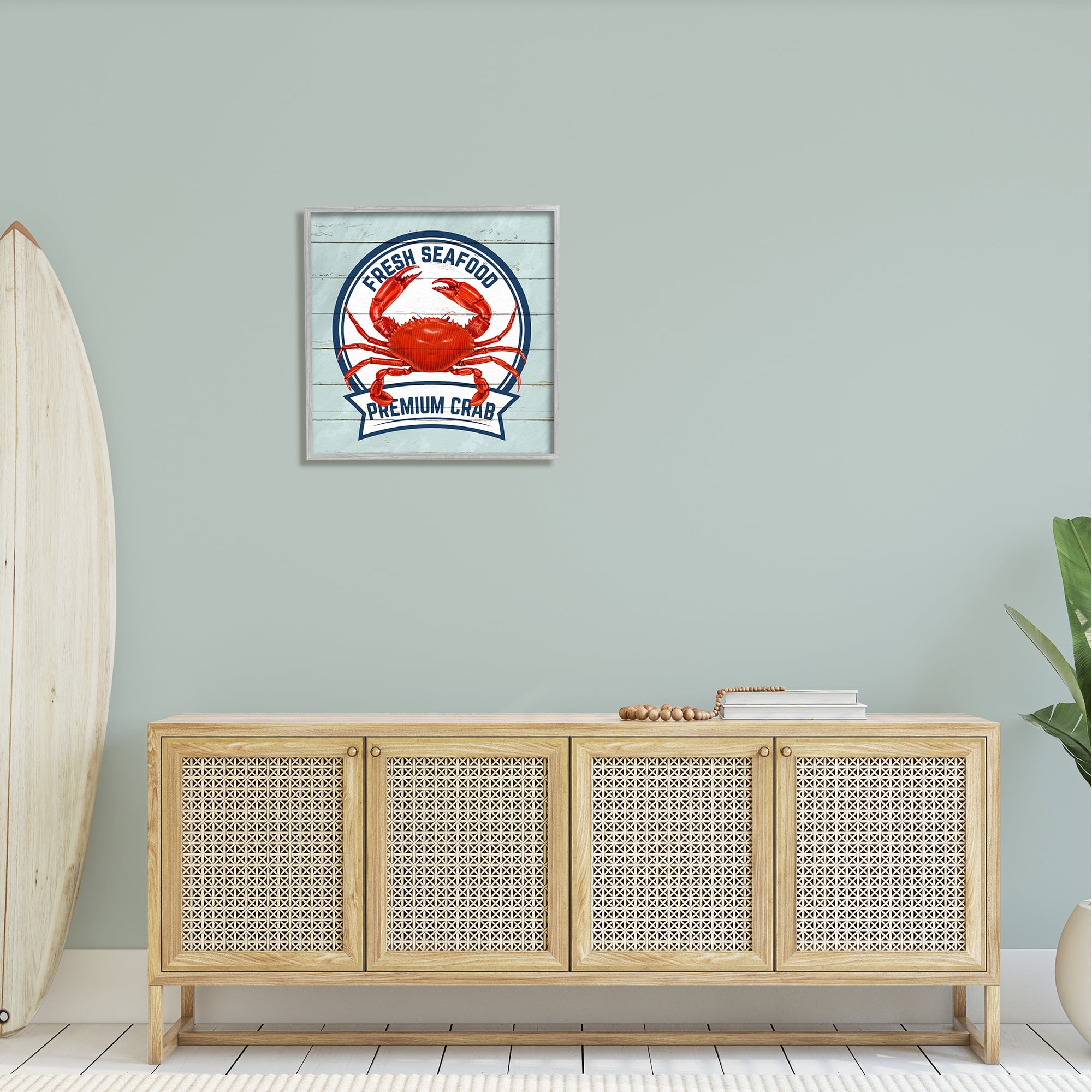 Stupell Industries Fresh Seafood Crab Sign Quote Rustic Nautical Boathouse, 24 x 24, Design by Kim Allen