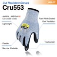 thumbnail image 2 of Guantes resistentes a cortes DEX FIT Cru553 Level 5, azules L (9), 3 pares, 2 of 7