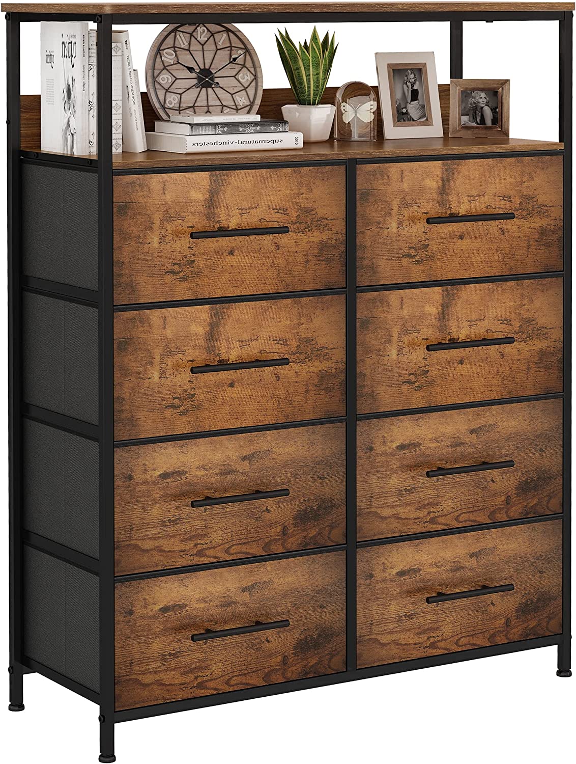 GUVSOETS 8 Drawer Dresser with Shelves, Chest of Drawers for Bedroom