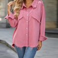 thumbnail image 3 of Zefriona Womens Fringe Denim Jacket Long Sleeve Button Front Jean Coat Top Pink Size L, 3 of 7